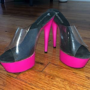 Lapdance | Blacklight Neon Pink Stripper Heels (9)